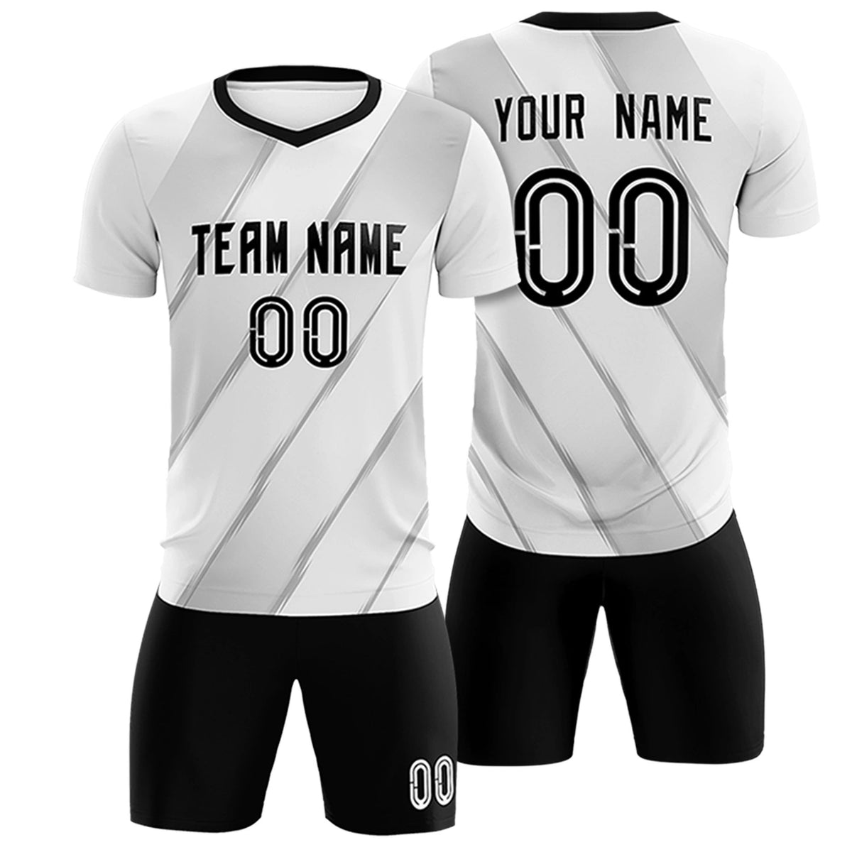 Custom White Black Printing Sportswear Soccer Sets Jersey