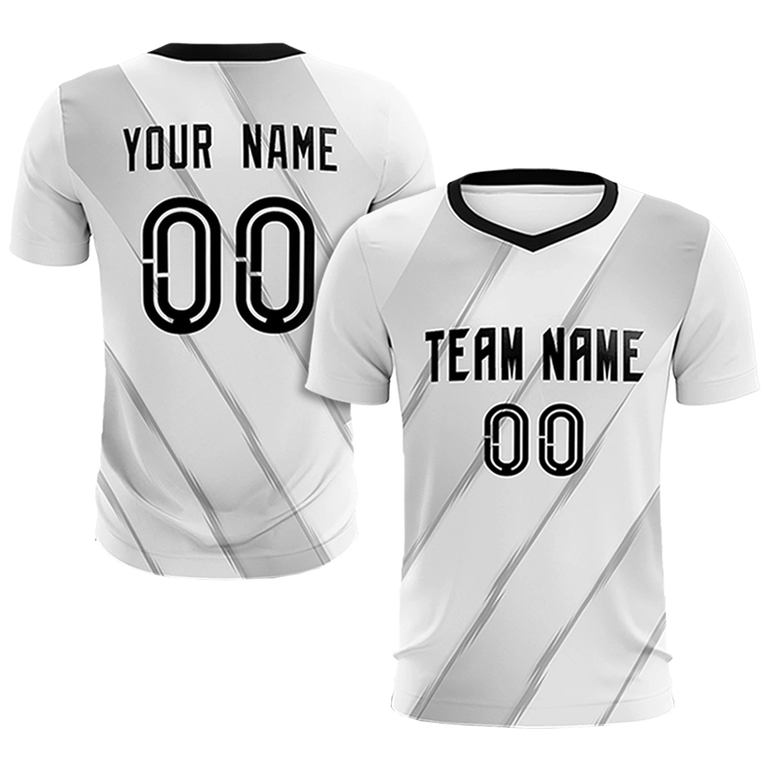 Custom White Black Printing Sportswear Soccer Sets Jersey