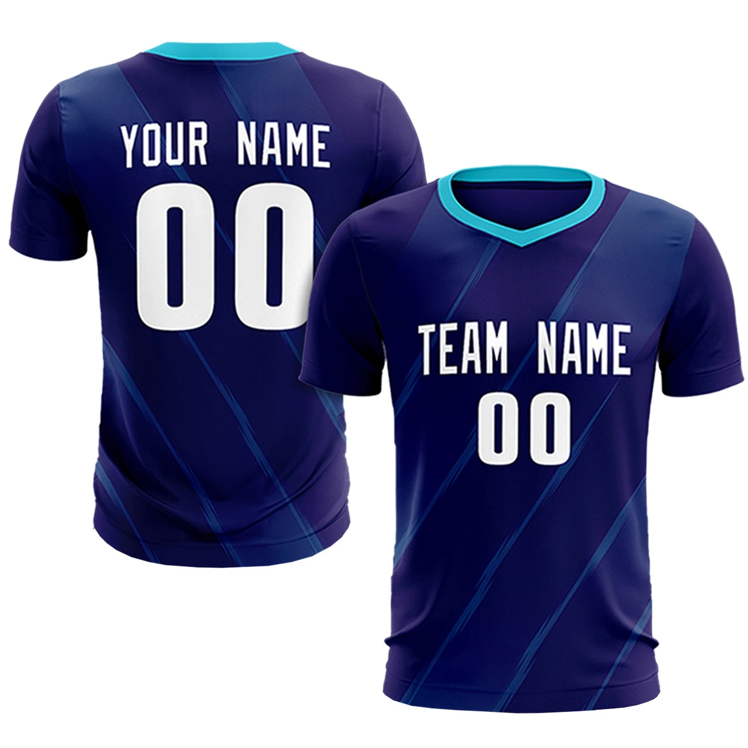 Custom Purple Sky Blue Printing Sportswear Soccer Sets Jersey
