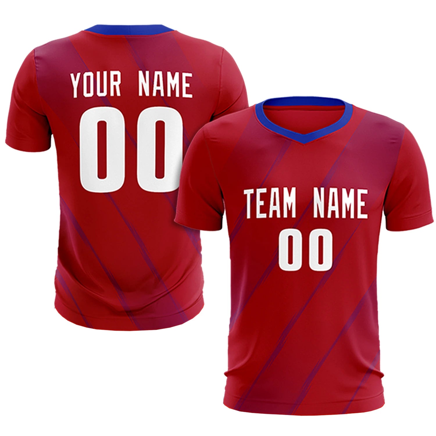 Custom Red Royal Blue Printing Sportswear Soccer Sets Jersey