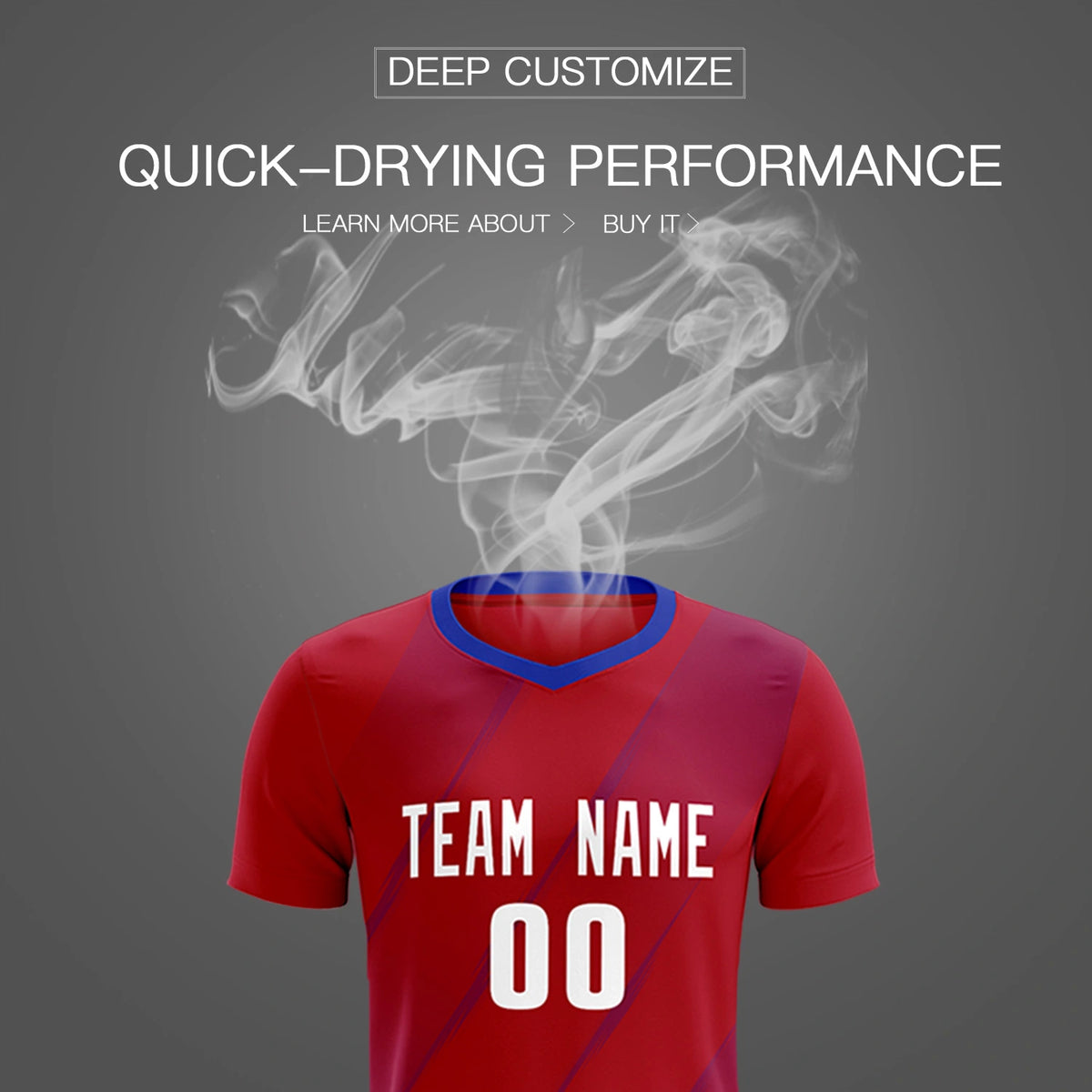 Custom Red Royal Blue Printing Sportswear Soccer Sets Jersey