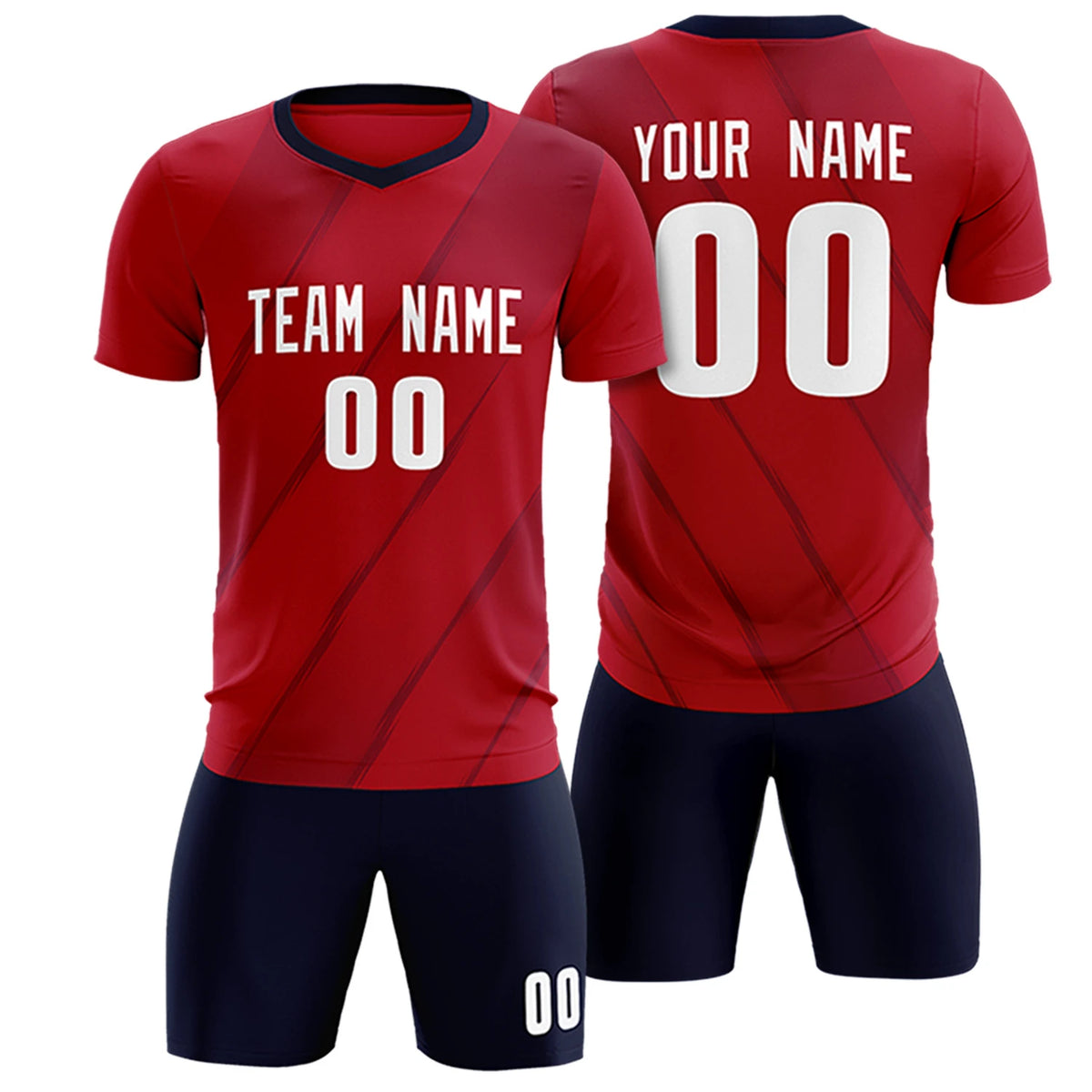 Custom Red Navy Printing Sportswear Soccer Sets Jersey