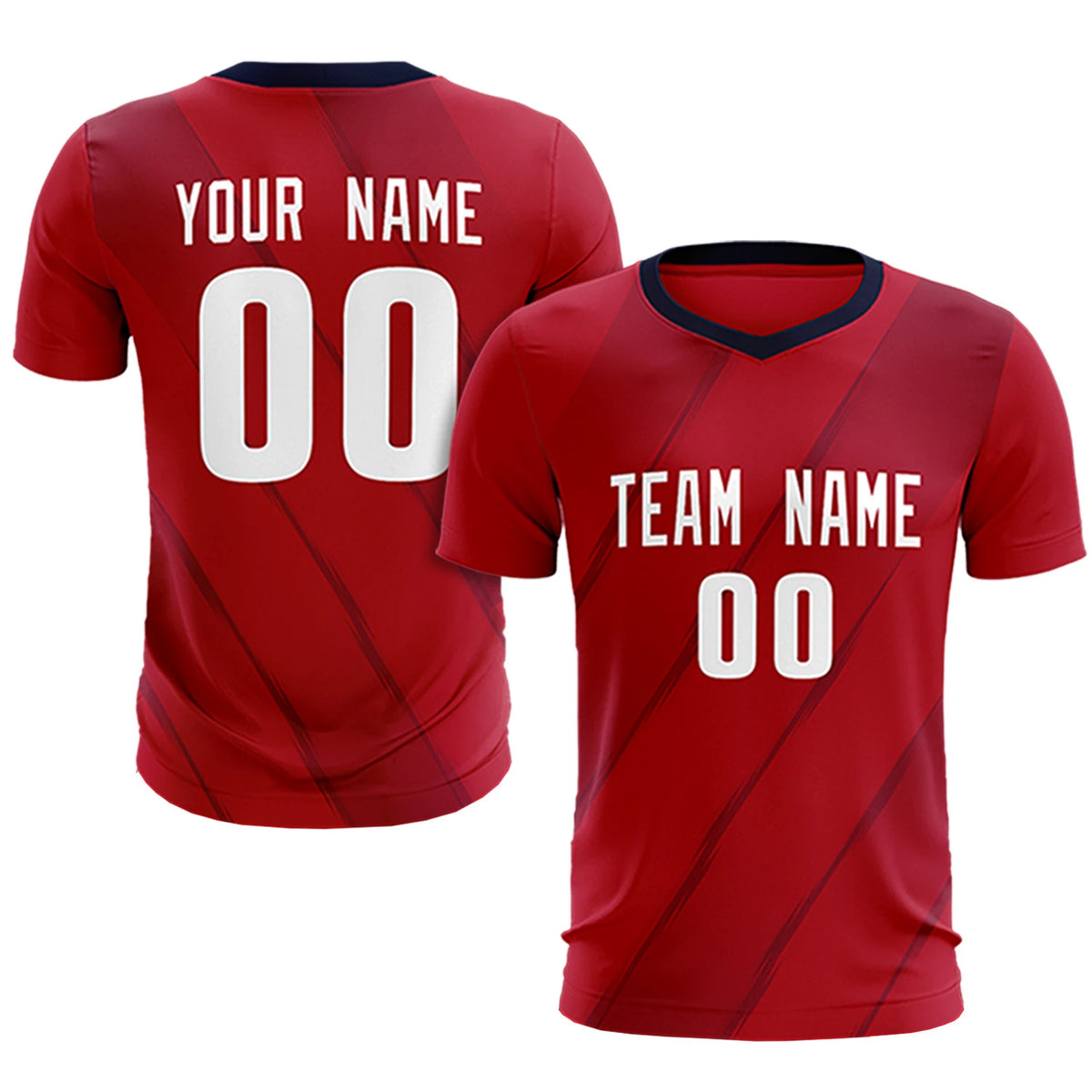 Custom Red Navy Printing Sportswear Soccer Sets Jersey