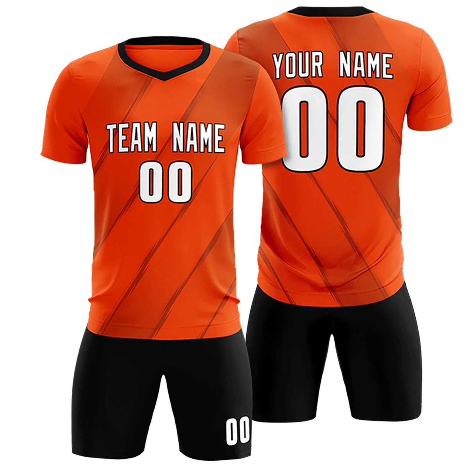 Custom Orange Black Printing Sportswear Soccer Sets Jersey