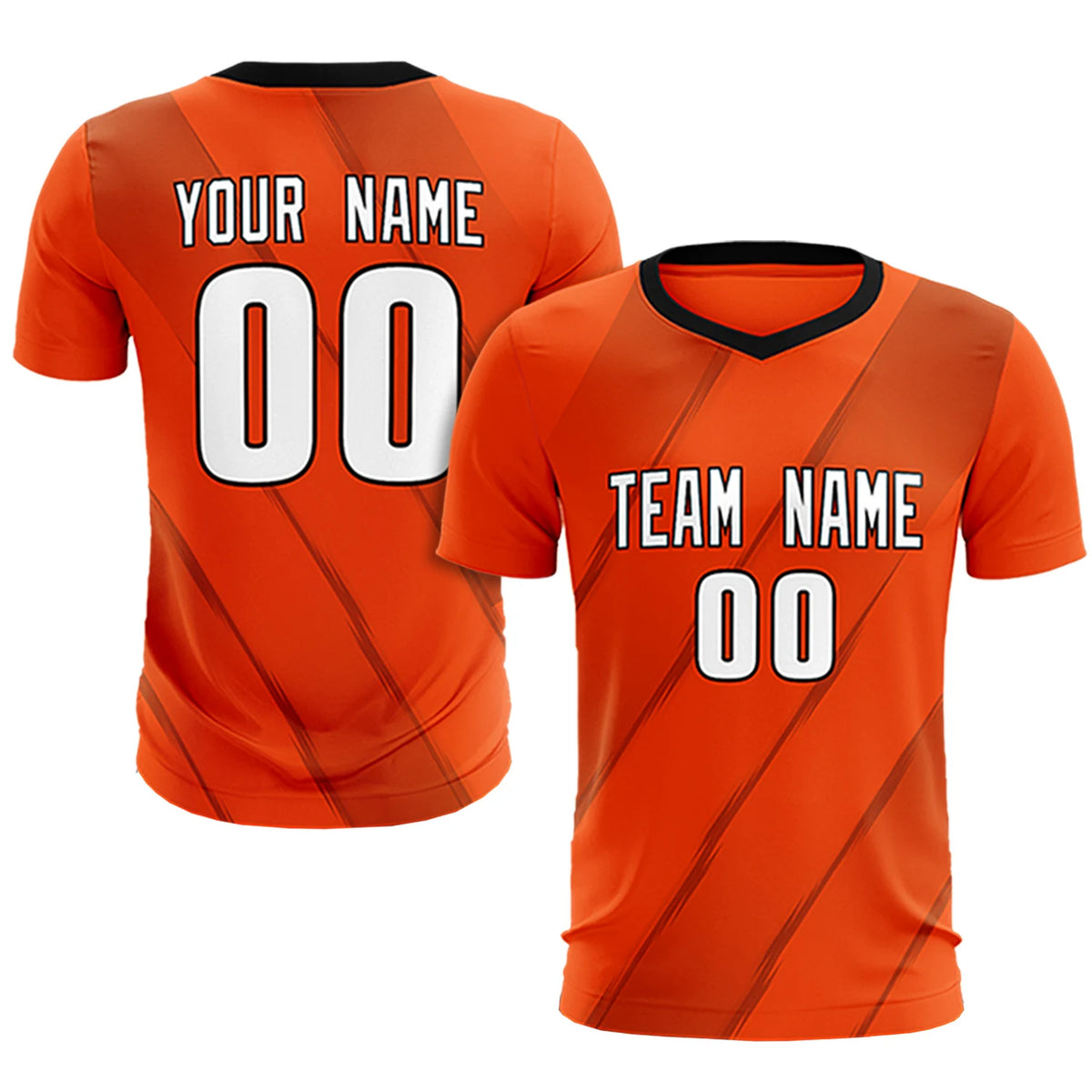 Custom Orange Black Printing Sportswear Soccer Sets Jersey