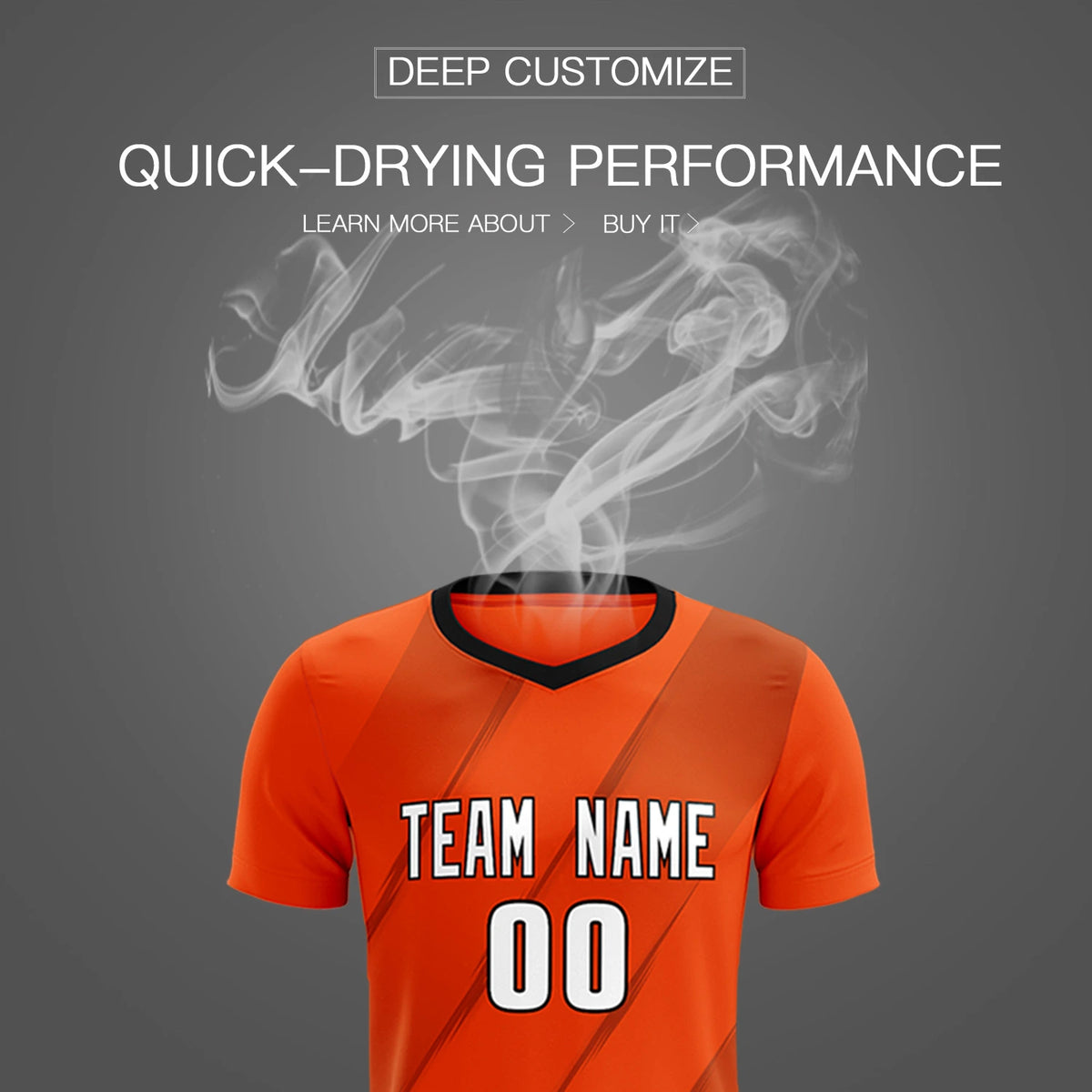 Custom Orange Black Printing Sportswear Soccer Sets Jersey