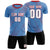 Custom Light Blue Red Printing Sportswear Soccer Sets Jersey