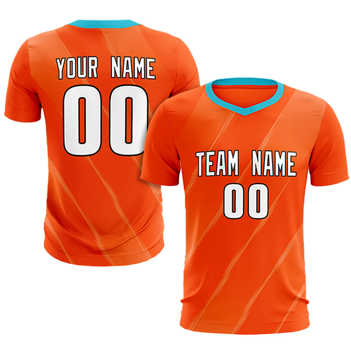 Custom Orange Sky Blue Printing Sportswear Soccer Sets Jersey