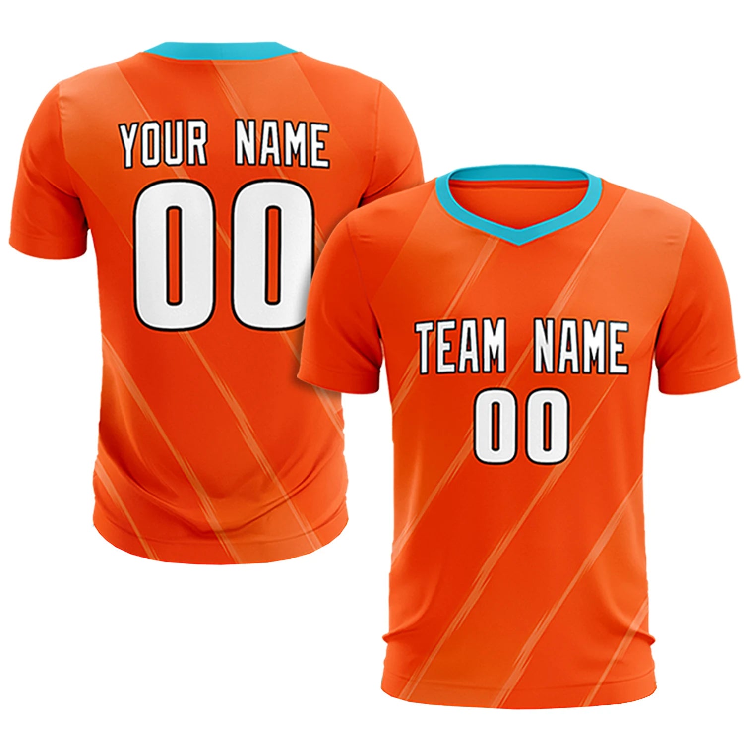 Custom Orange Sky Blue Printing Sportswear Soccer Sets Jersey
