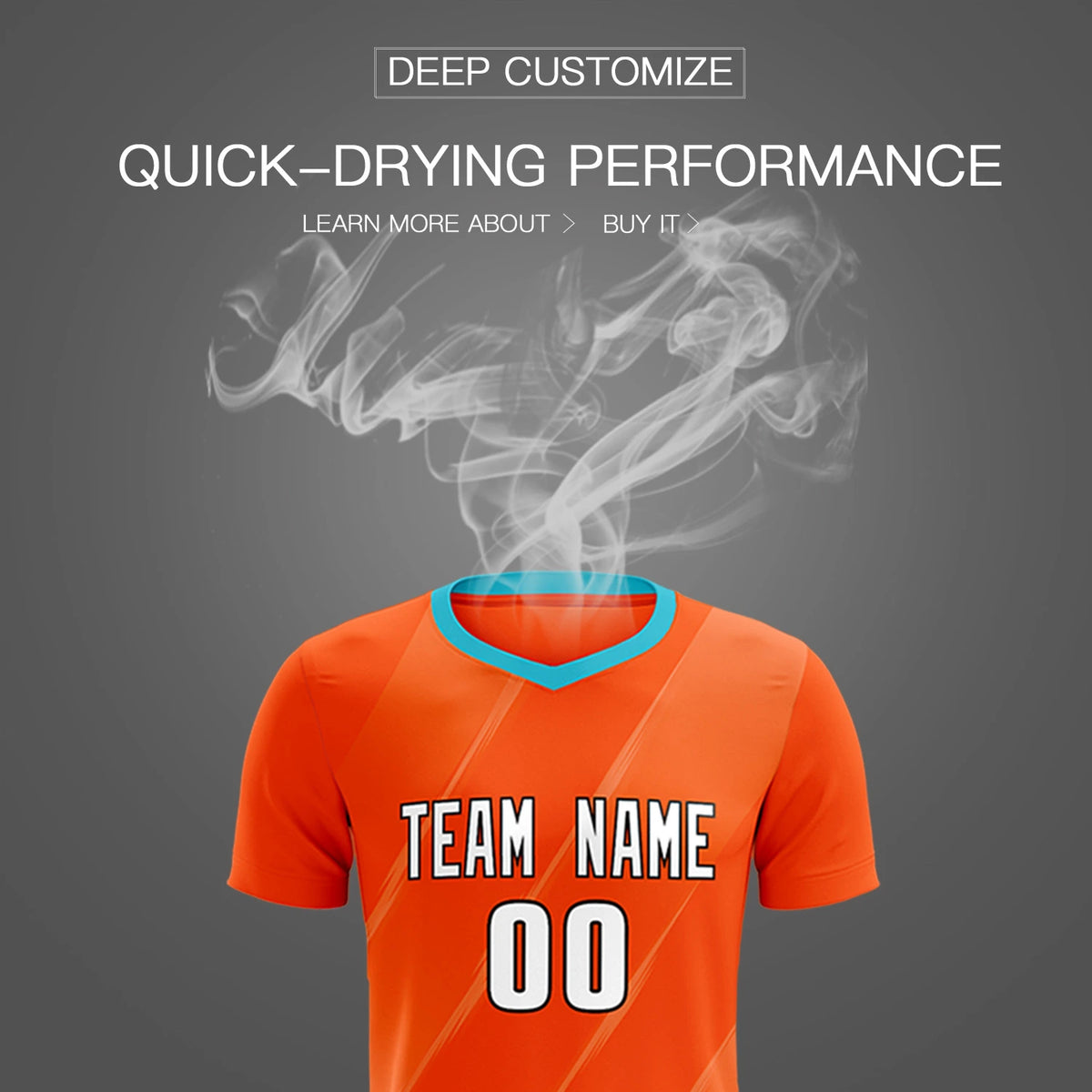 Custom Orange Sky Blue Printing Sportswear Soccer Sets Jersey