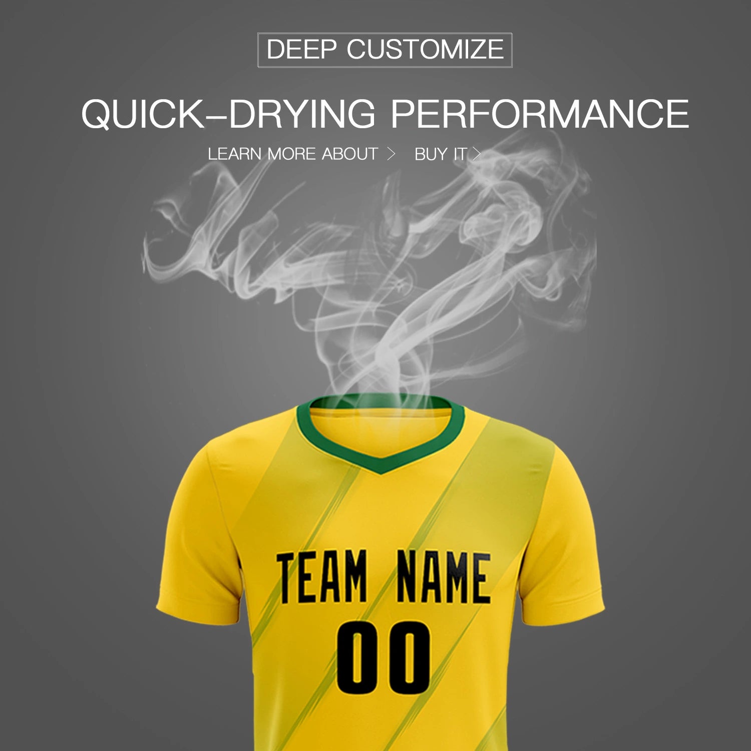 Custom Gold01 Kelly Green Printing Sportswear Soccer Sets Jersey