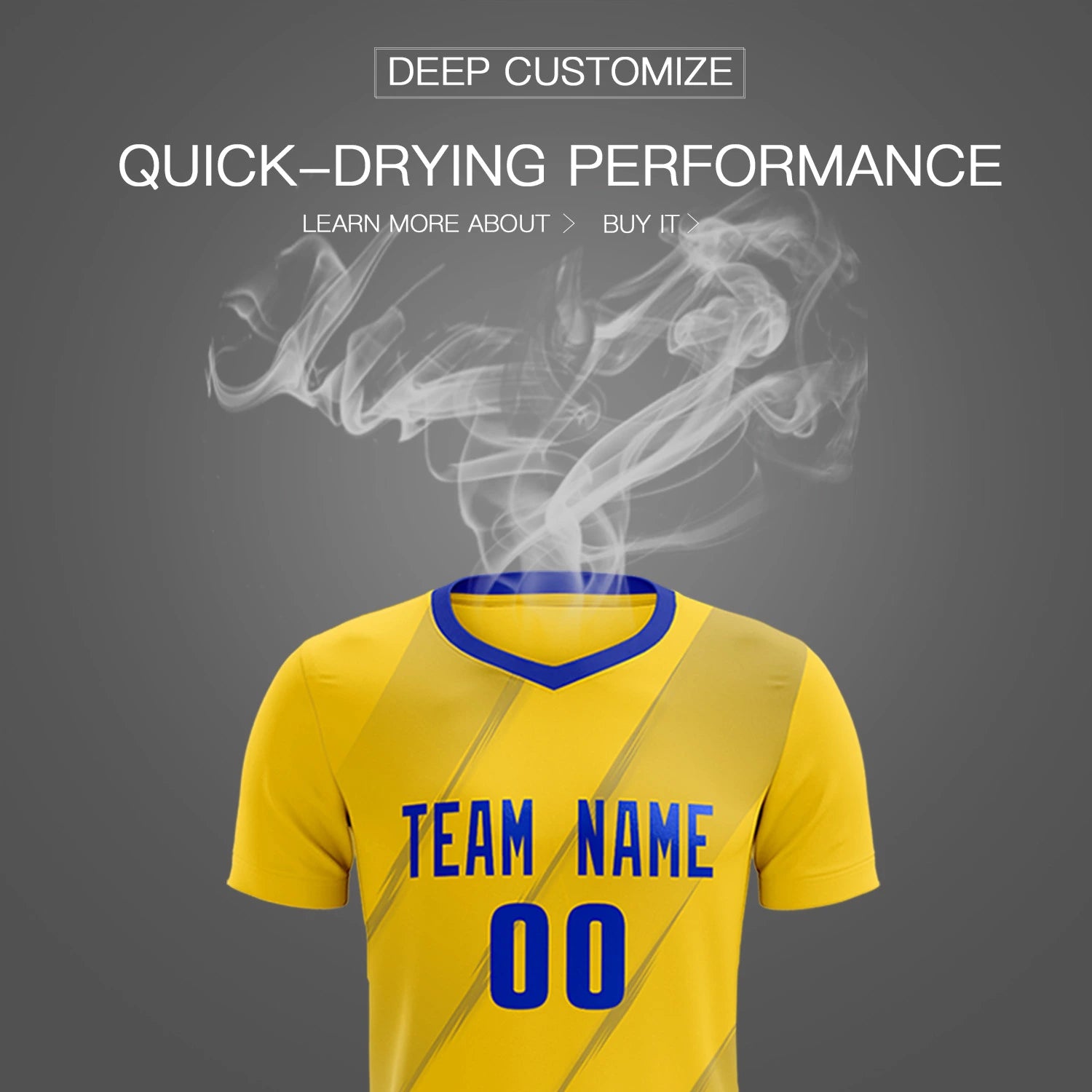 Custom Gold01 Royal Blue Printing Sportswear Soccer Sets Jersey