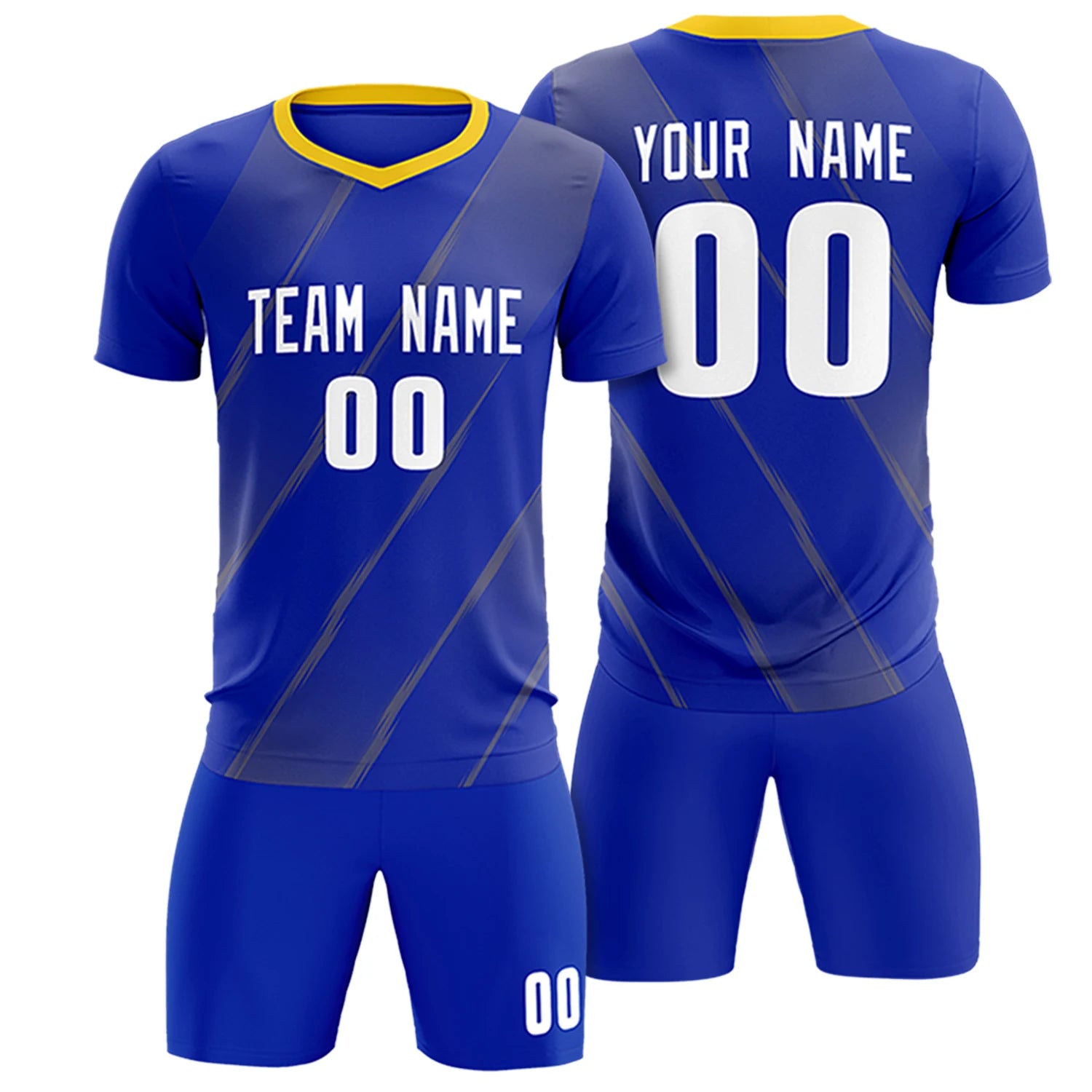 Custom Royal Blue Gold01 Printing Sportswear Soccer Sets Jersey