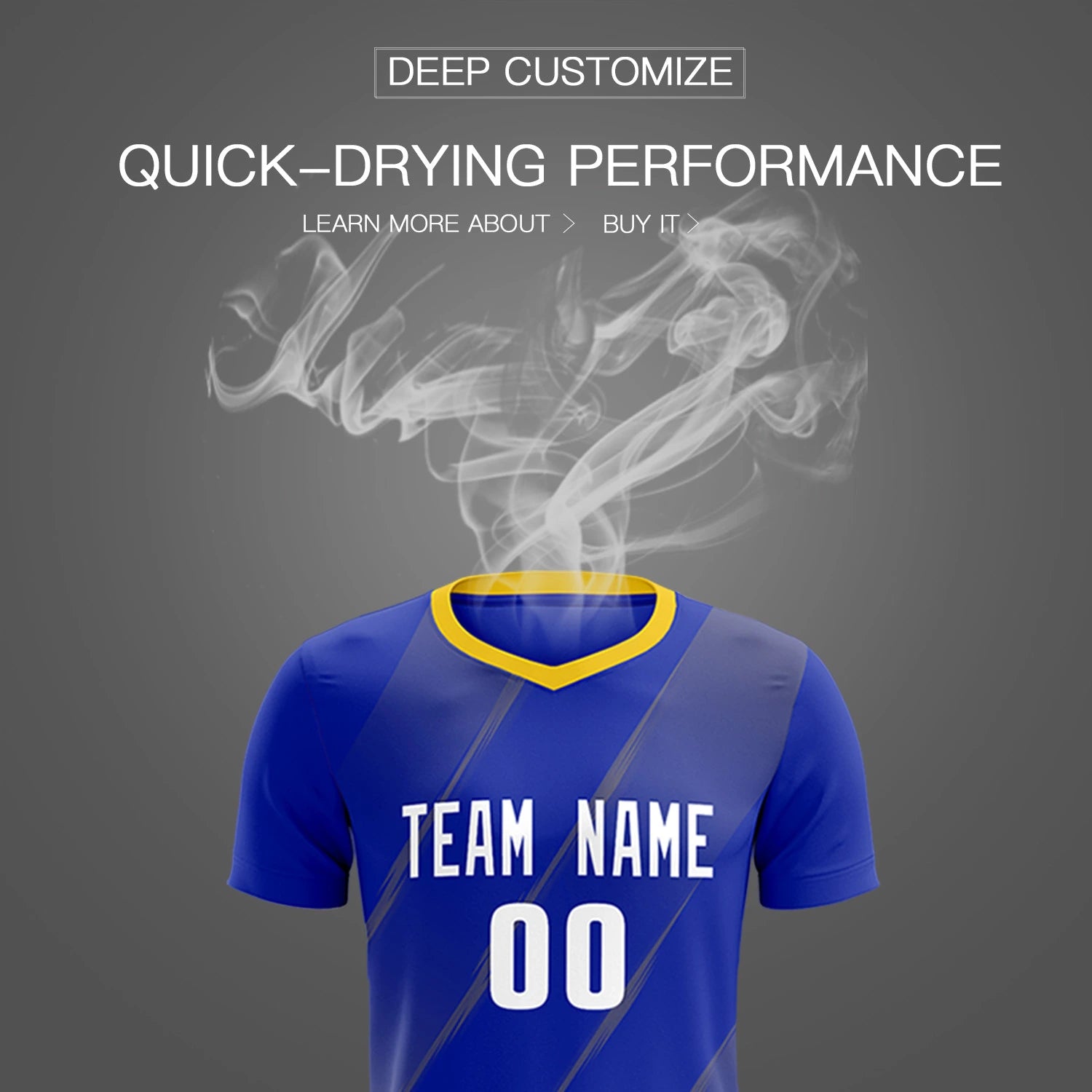 Custom Royal Blue Gold01 Printing Sportswear Soccer Sets Jersey