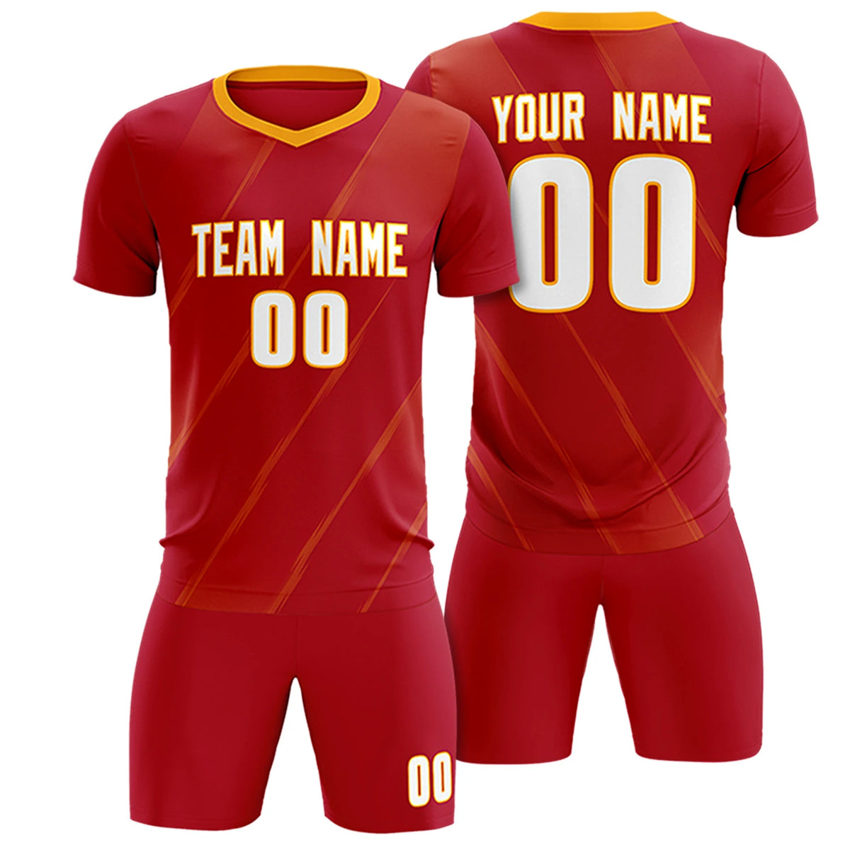 Custom Red Gold01 Printing Sportswear Soccer Sets Jersey