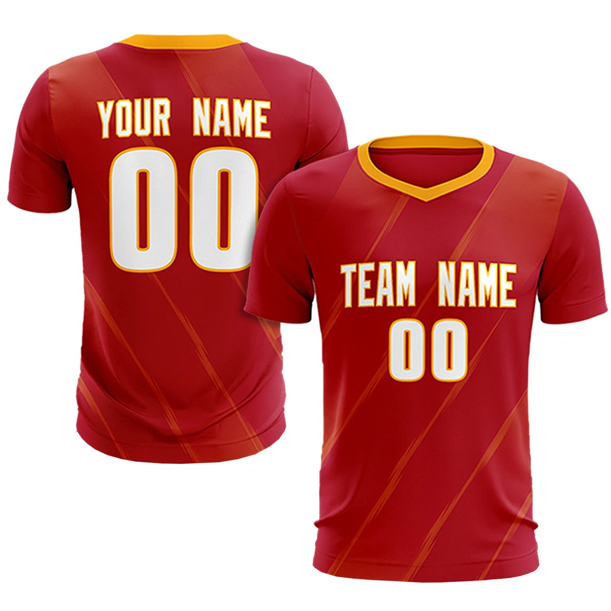 Custom Red Gold01 Printing Sportswear Soccer Sets Jersey