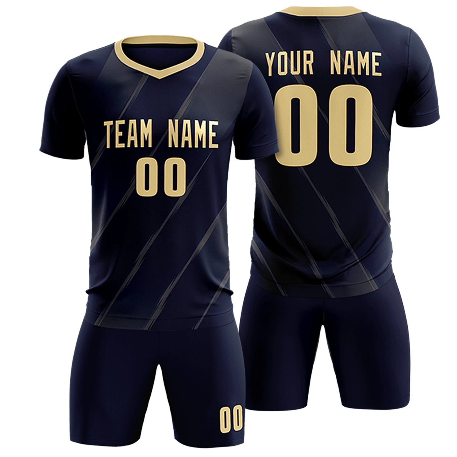 Custom Navy Khaki Printing Sportswear Soccer Sets Jersey