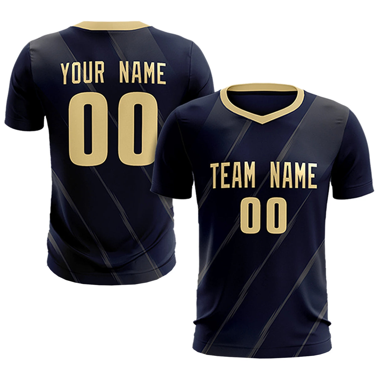 Custom Navy Khaki Printing Sportswear Soccer Sets Jersey