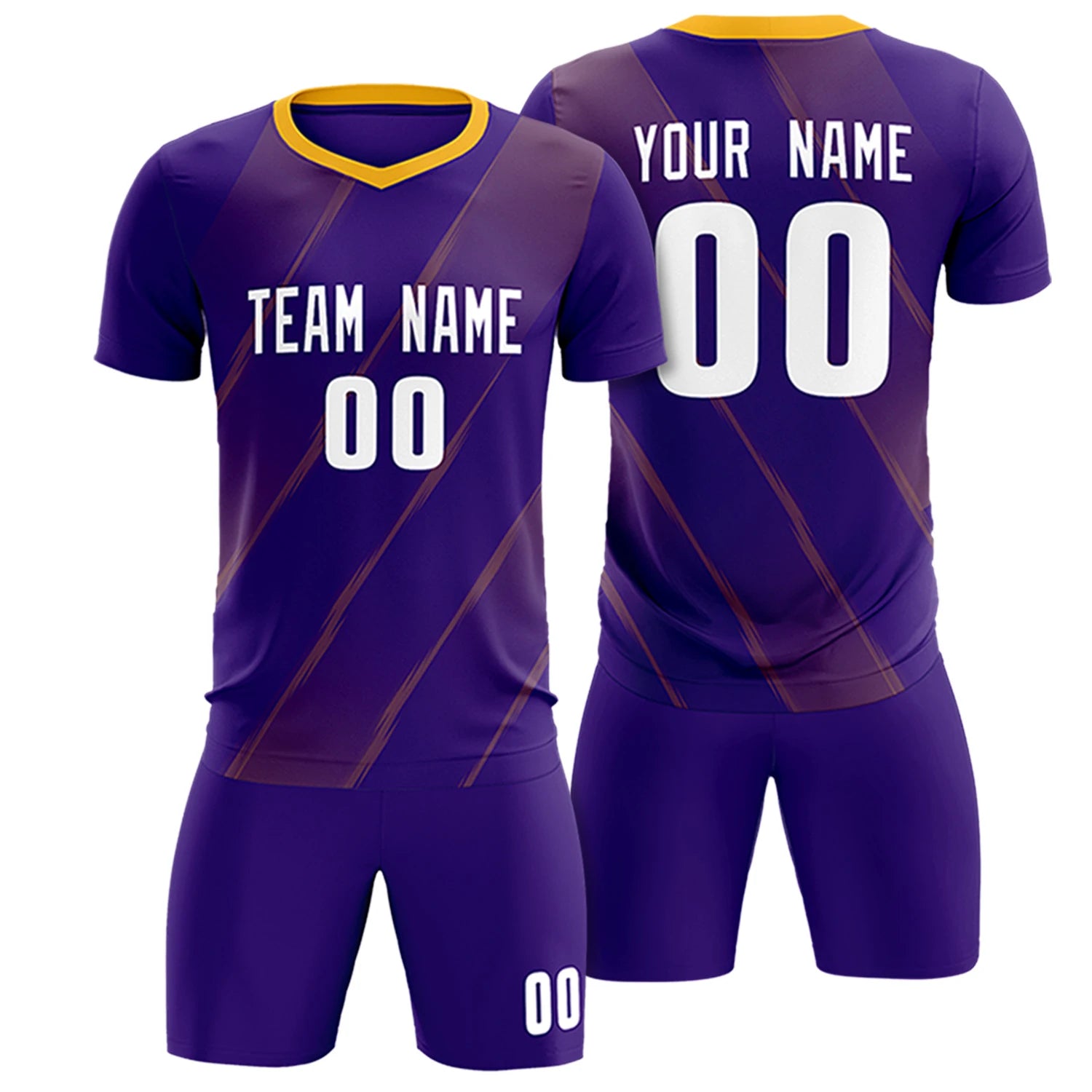 Custom Purple Yellow Printing Sportswear Soccer Sets Jersey