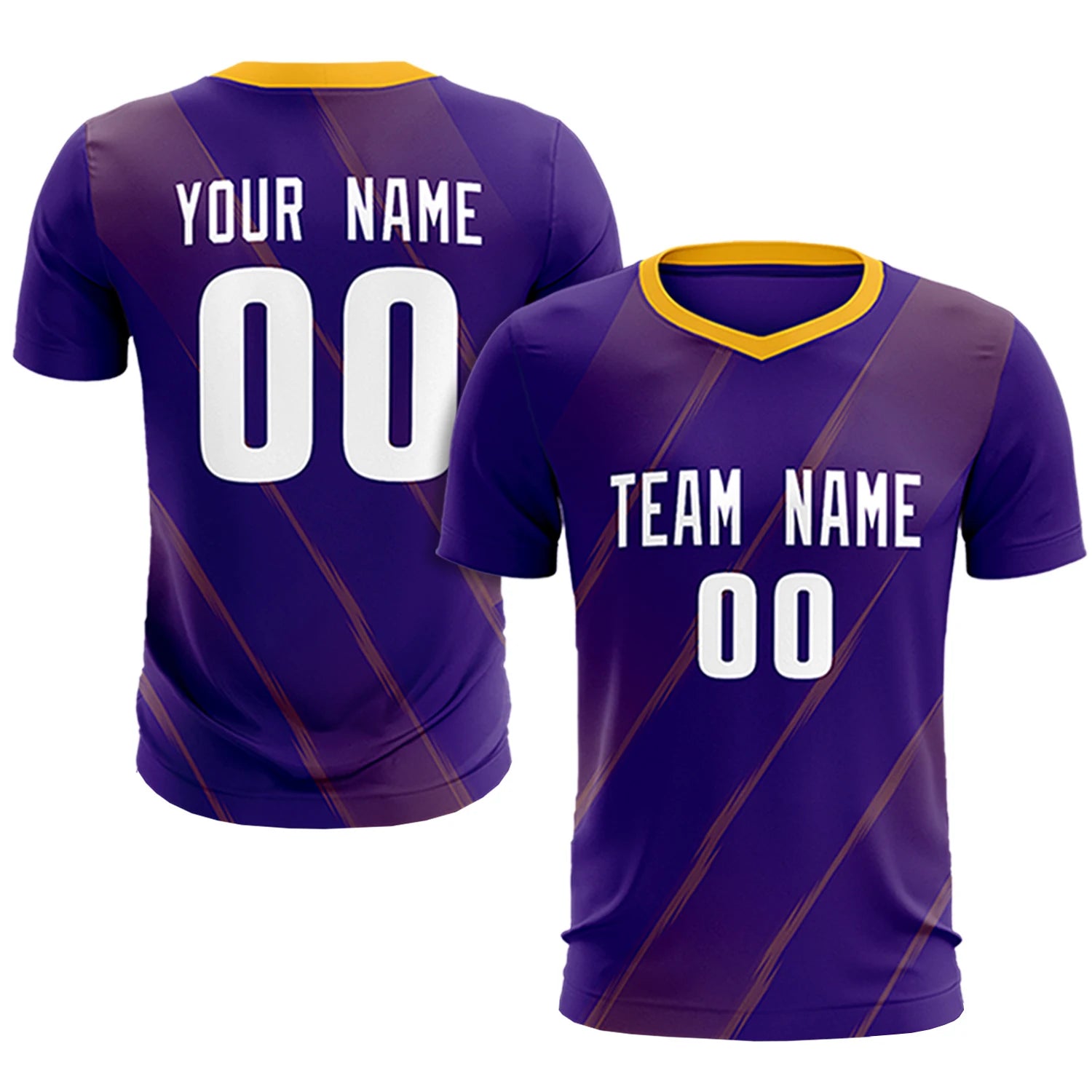 Custom Purple Yellow Printing Sportswear Soccer Sets Jersey