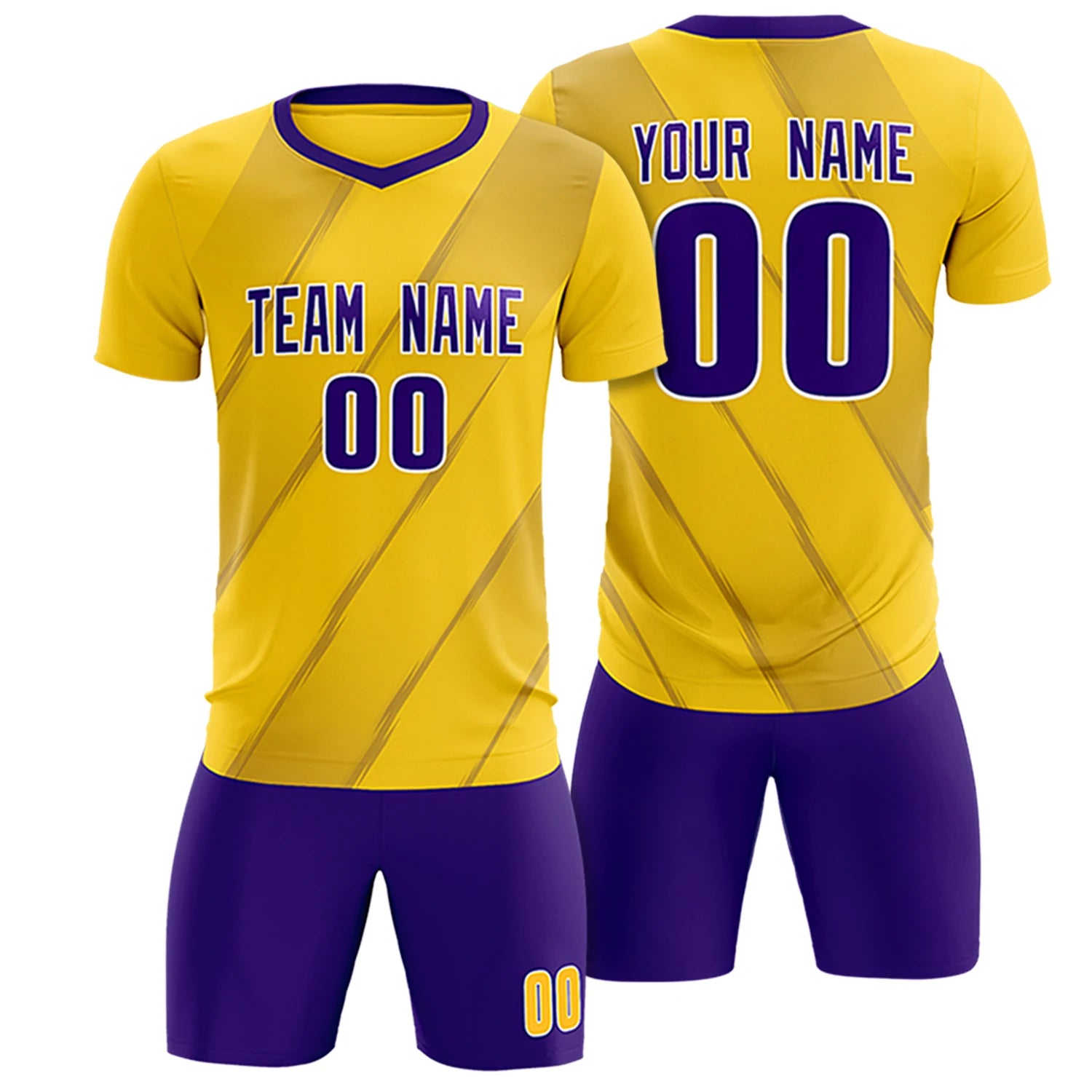 Custom Gold01 Purple Printing Sportswear Soccer Sets Jersey