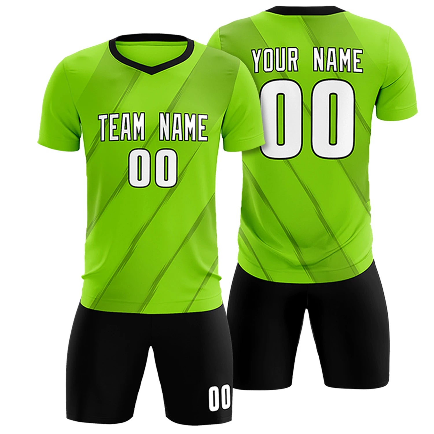 Custom Neon Green Black Printing Sportswear Soccer Sets Jersey
