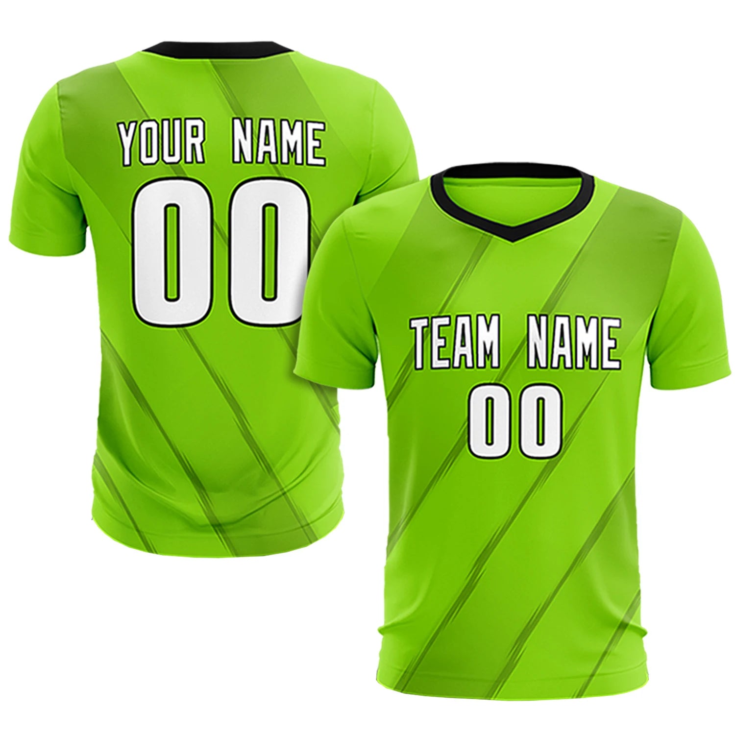 Custom Neon Green Black Printing Sportswear Soccer Sets Jersey