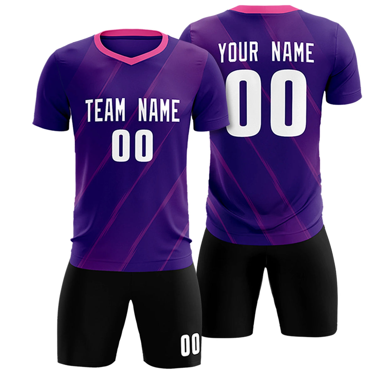 Custom Purple Pink Printing Sportswear Soccer Sets Jersey