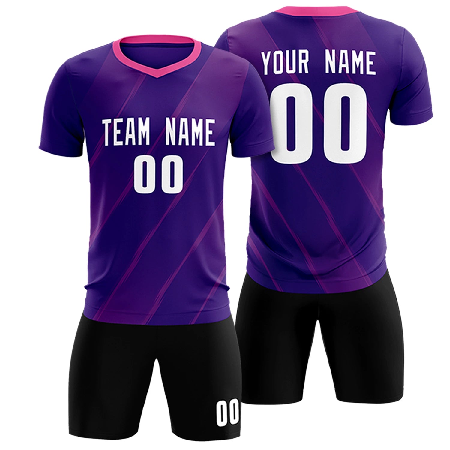 Custom Purple Pink Printing Sportswear Soccer Sets Jersey