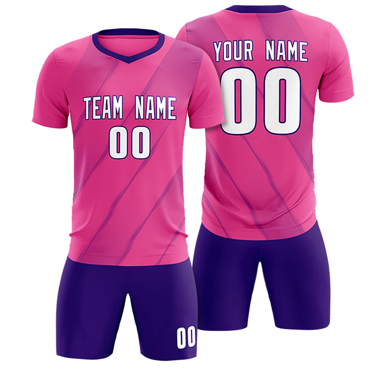 Custom Pink Purple Printing Sportswear Soccer Sets Jersey