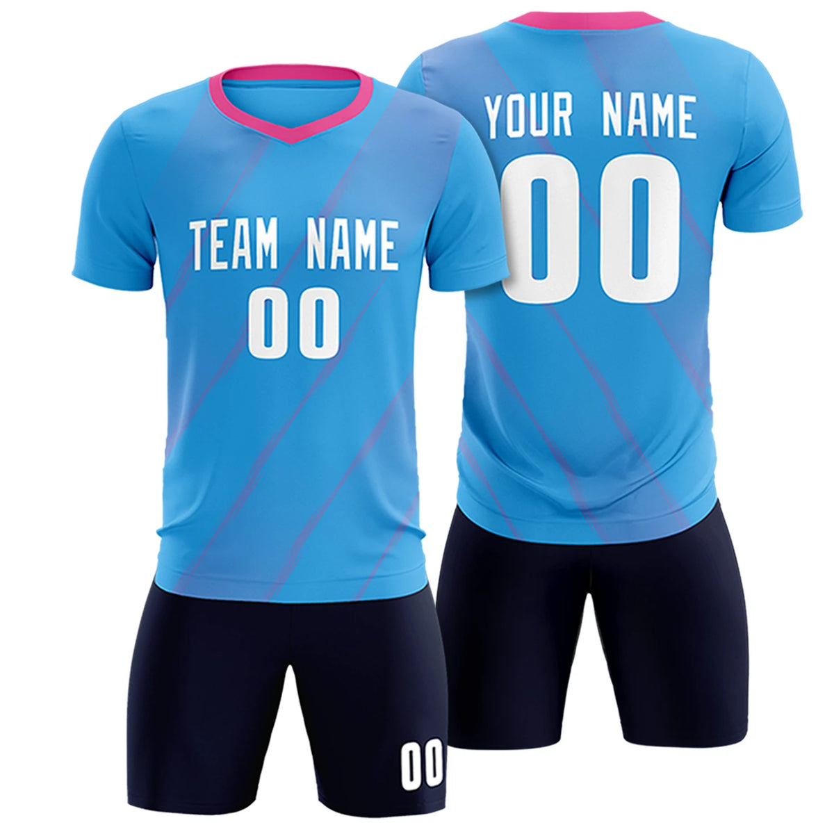 Custom Powder Blue Pink Printing Sportswear Soccer Sets Jersey