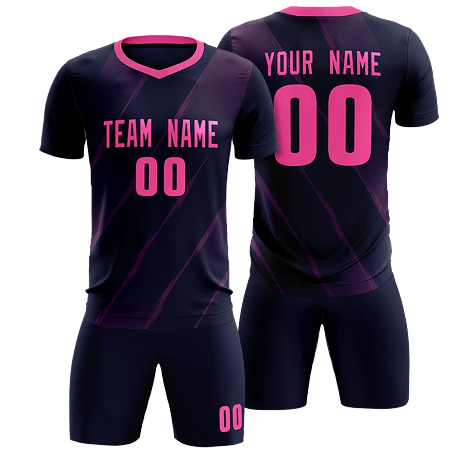 Custom Navy Pink Printing Sportswear Soccer Sets Jersey
