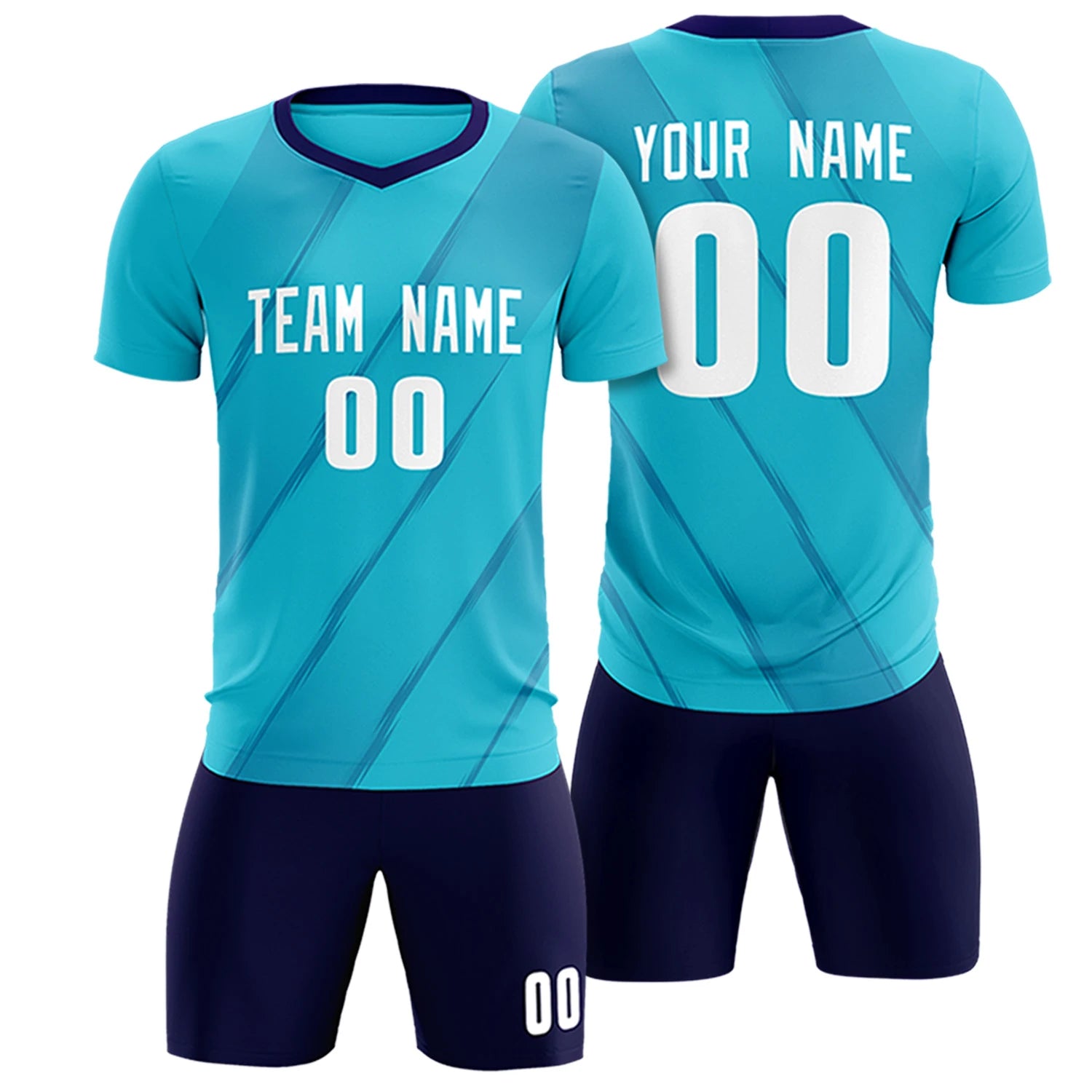 Custom Sky Blue Purple Printing Sportswear Soccer Sets Jersey