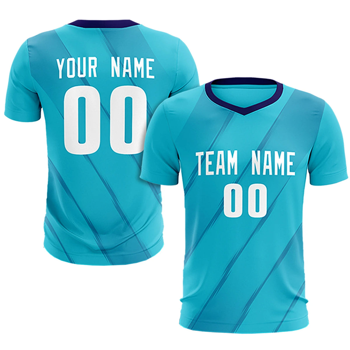Custom Sky Blue Purple Printing Sportswear Soccer Sets Jersey