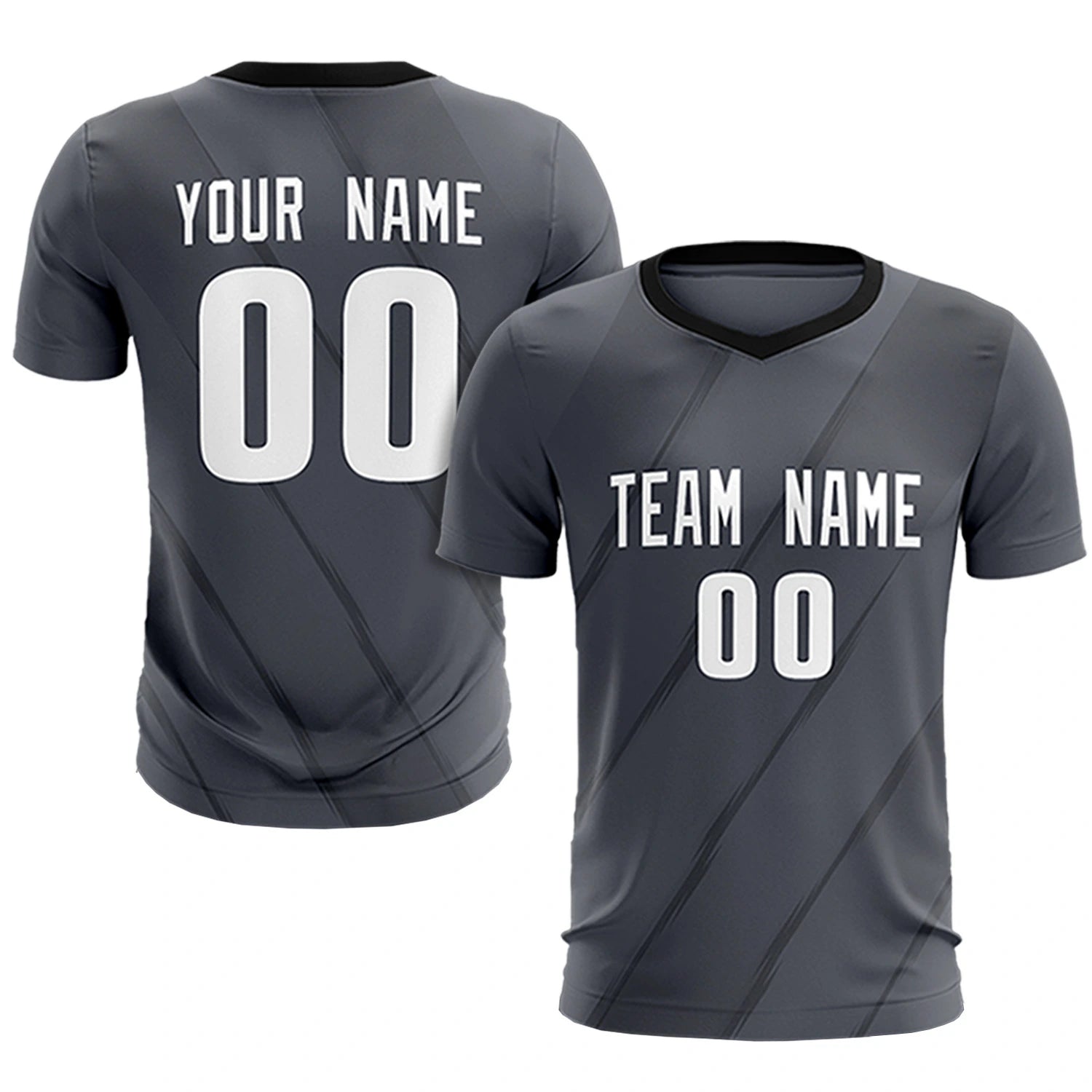 Custom Dark Gray Black Printing Sportswear Soccer Sets Jersey