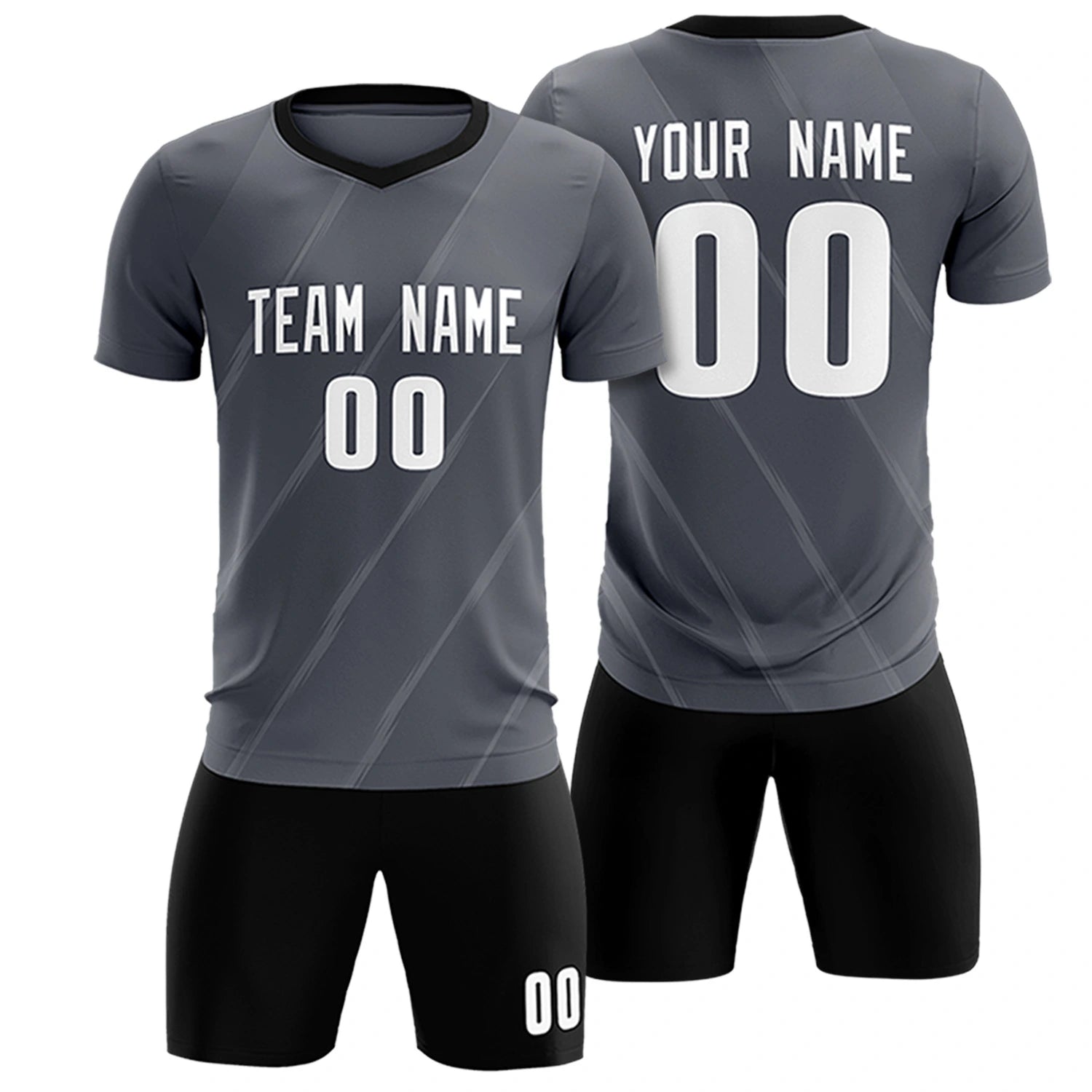 Custom Dark Gray Gray Printing Sportswear Soccer Sets Jersey