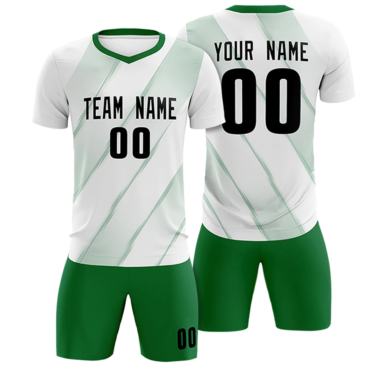 Custom White Kelly Green Printing Sportswear Soccer Sets Jersey