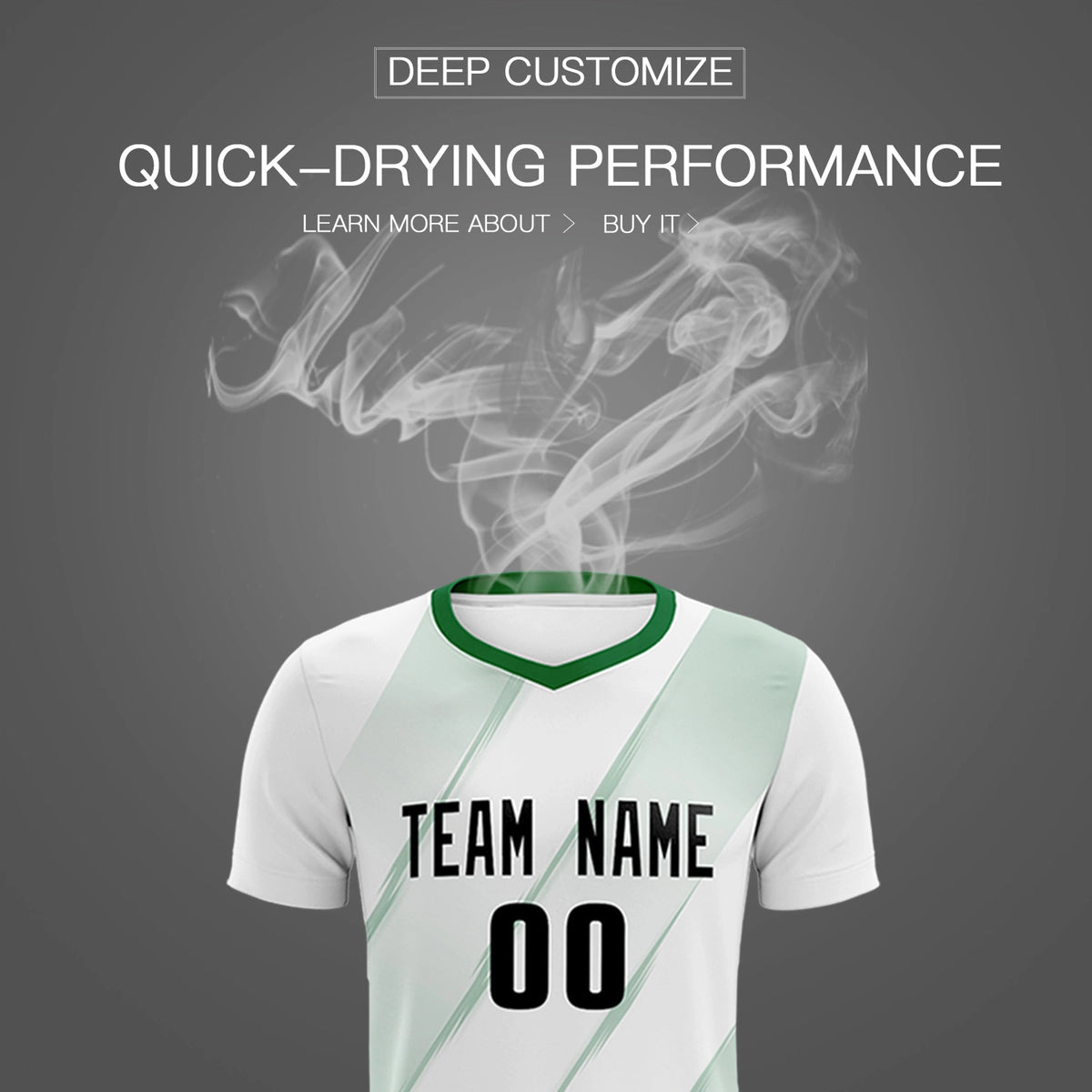 Custom White Kelly Green Printing Sportswear Soccer Sets Jersey