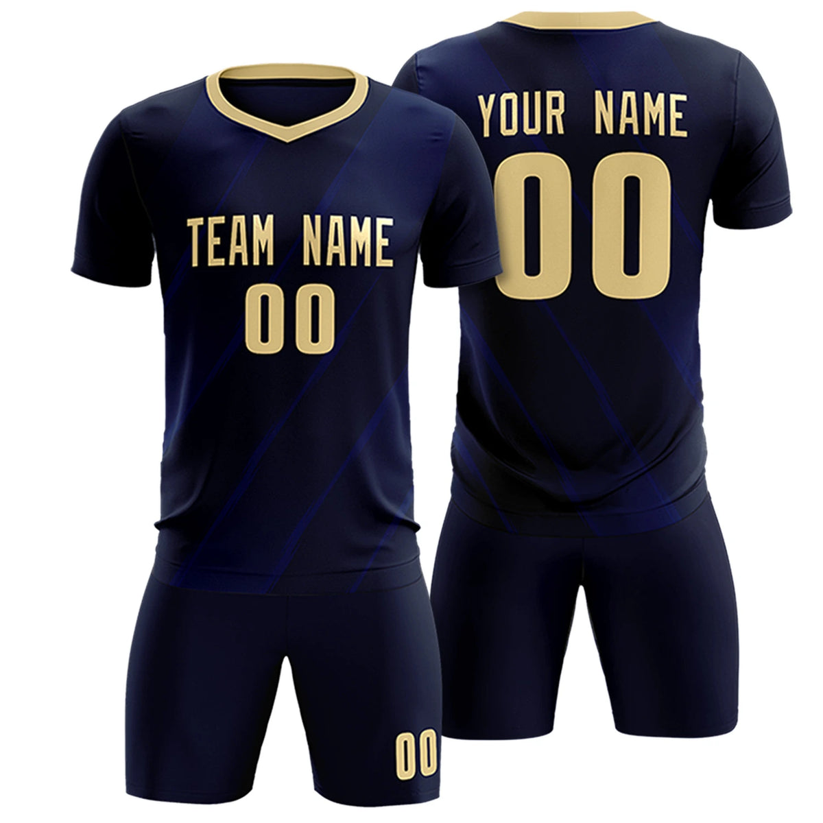 Custom Navy Khaki Printing Sportswear Soccer Sets Jersey