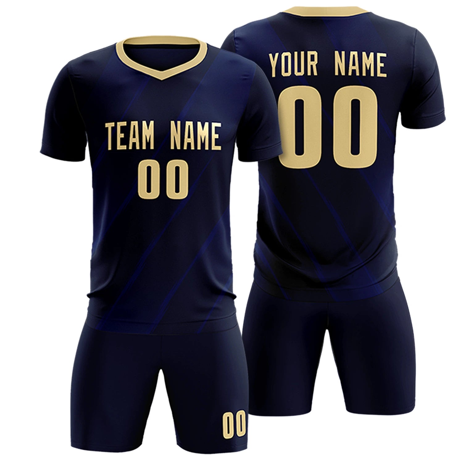 Custom Navy Khaki Printing Sportswear Soccer Sets Jersey