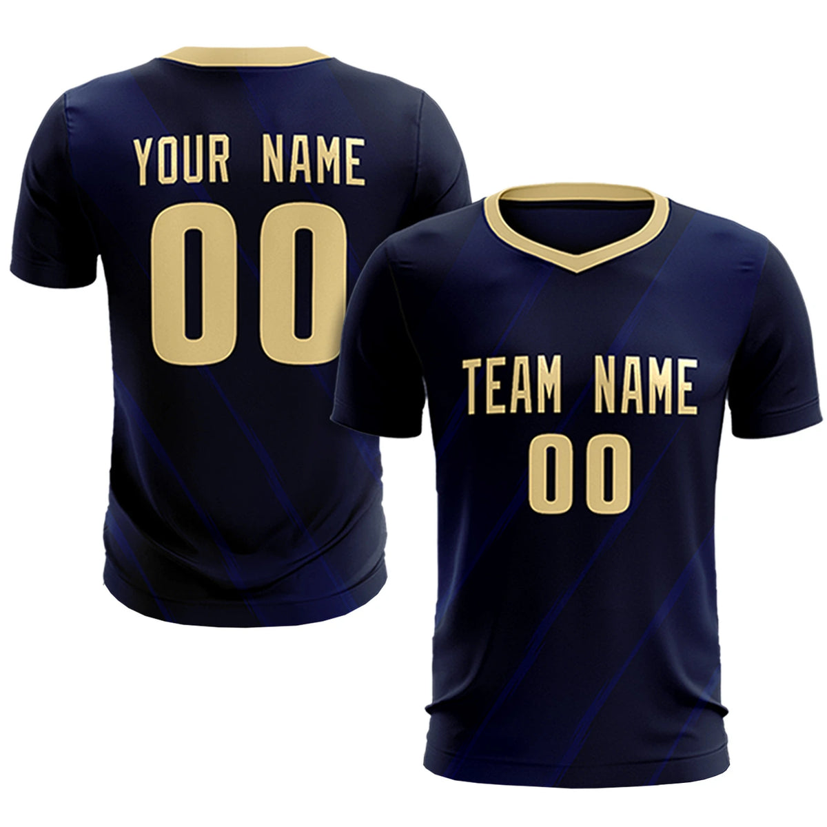 Custom Navy Khaki Printing Sportswear Soccer Sets Jersey