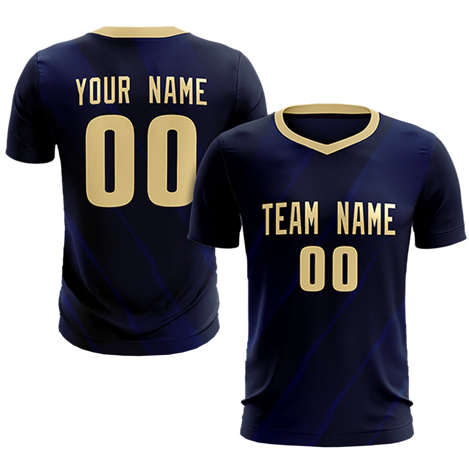 Custom Navy Khaki Printing Sportswear Soccer Sets Jersey