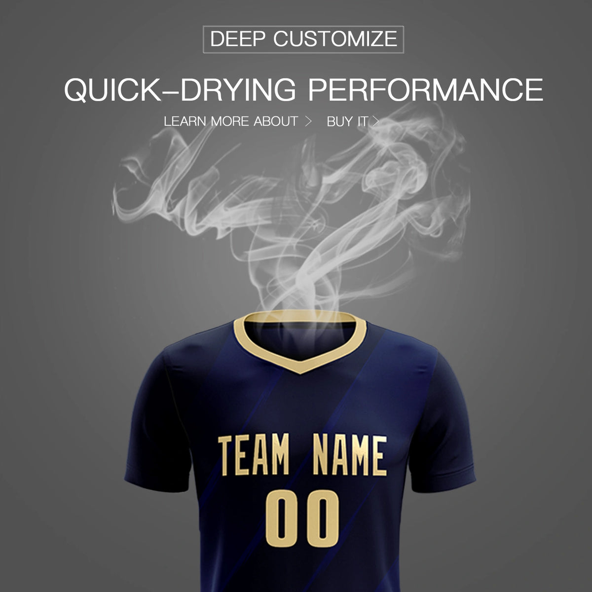 Custom Navy Khaki Printing Sportswear Soccer Sets Jersey