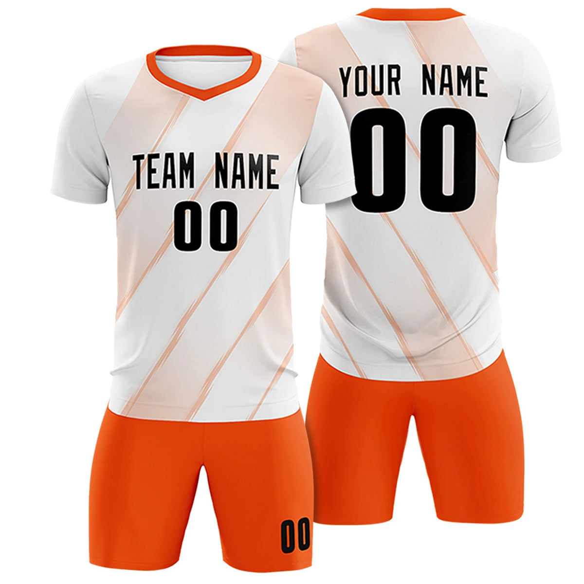 Custom White Orange Printing Sportswear Soccer Sets Jersey