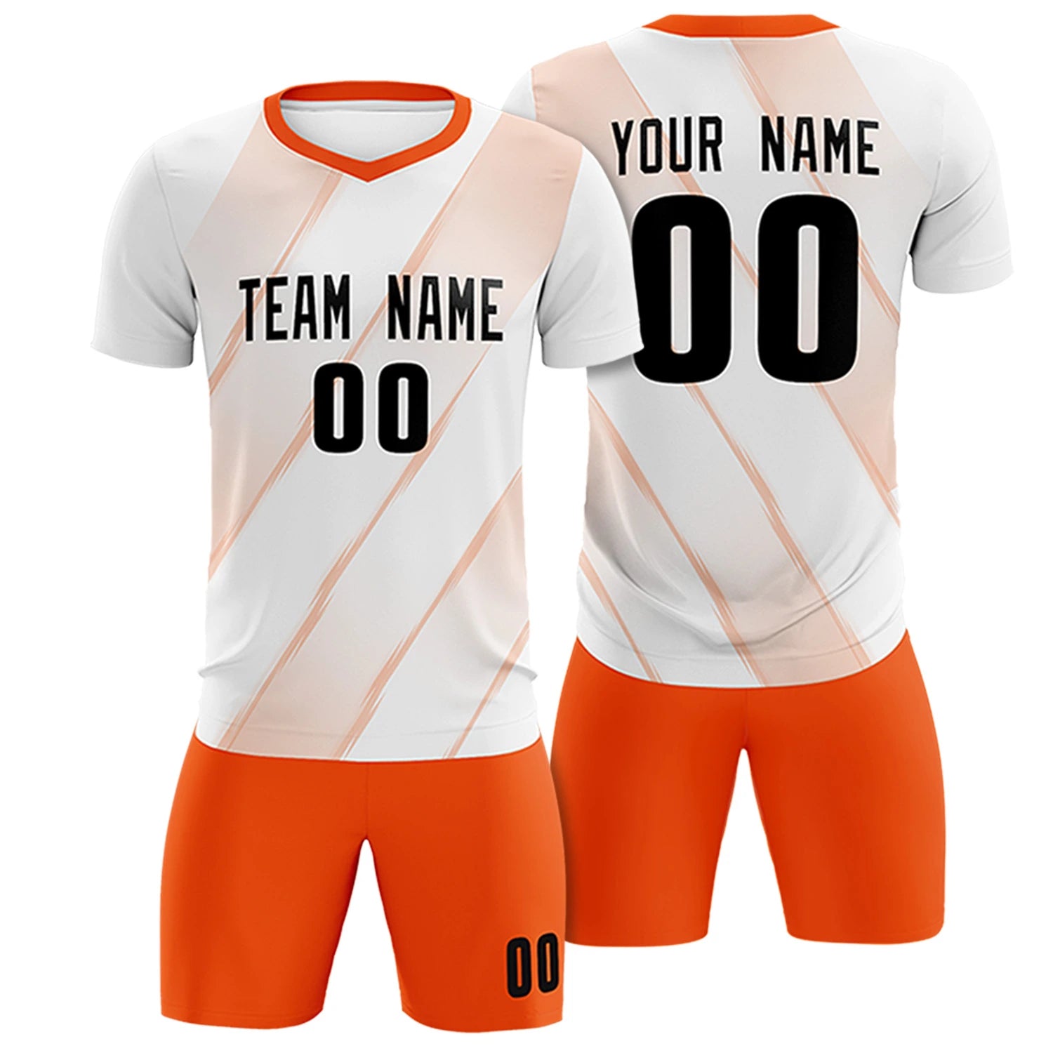 Custom White Orange Printing Sportswear Soccer Sets Jersey