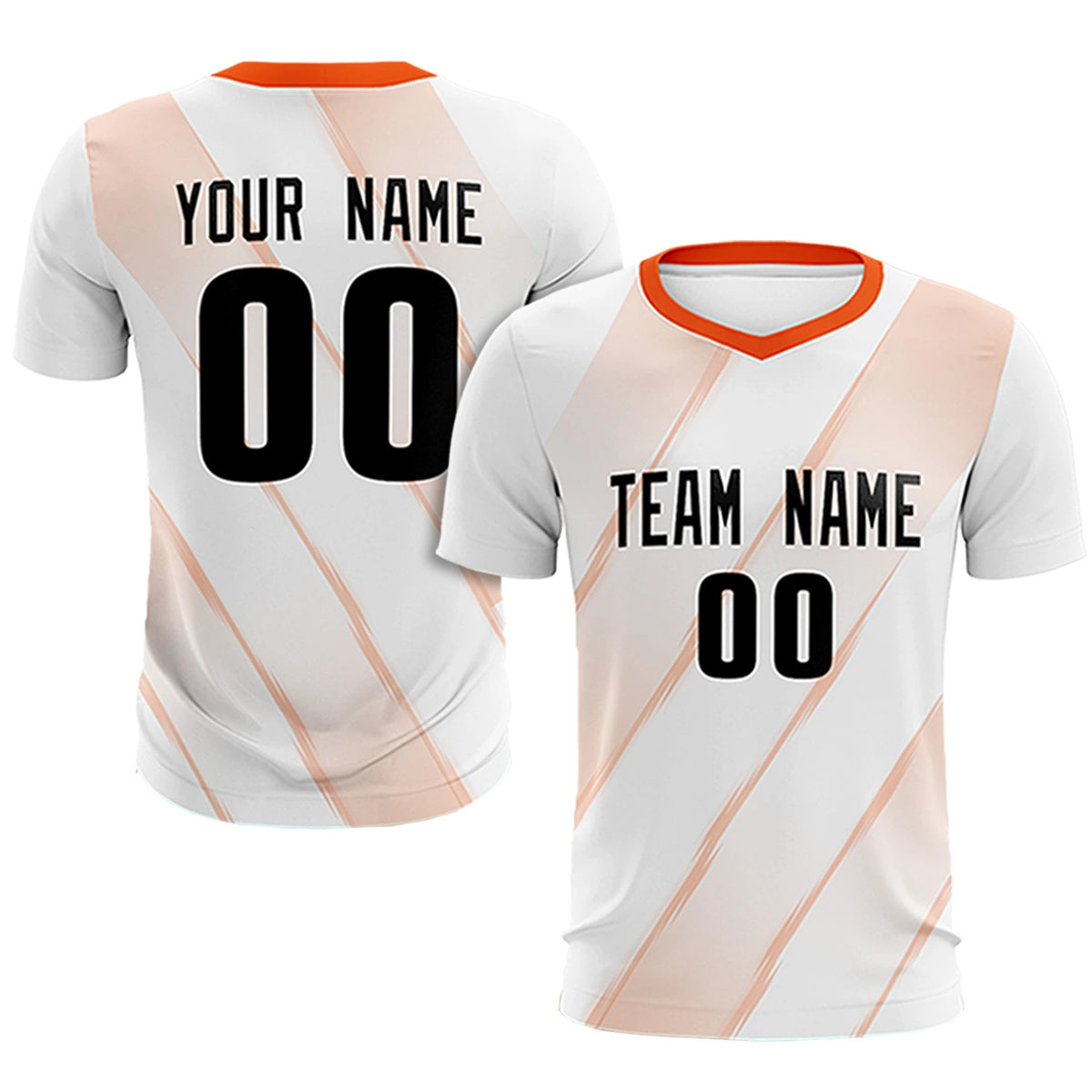 Custom White Orange Printing Sportswear Soccer Sets Jersey