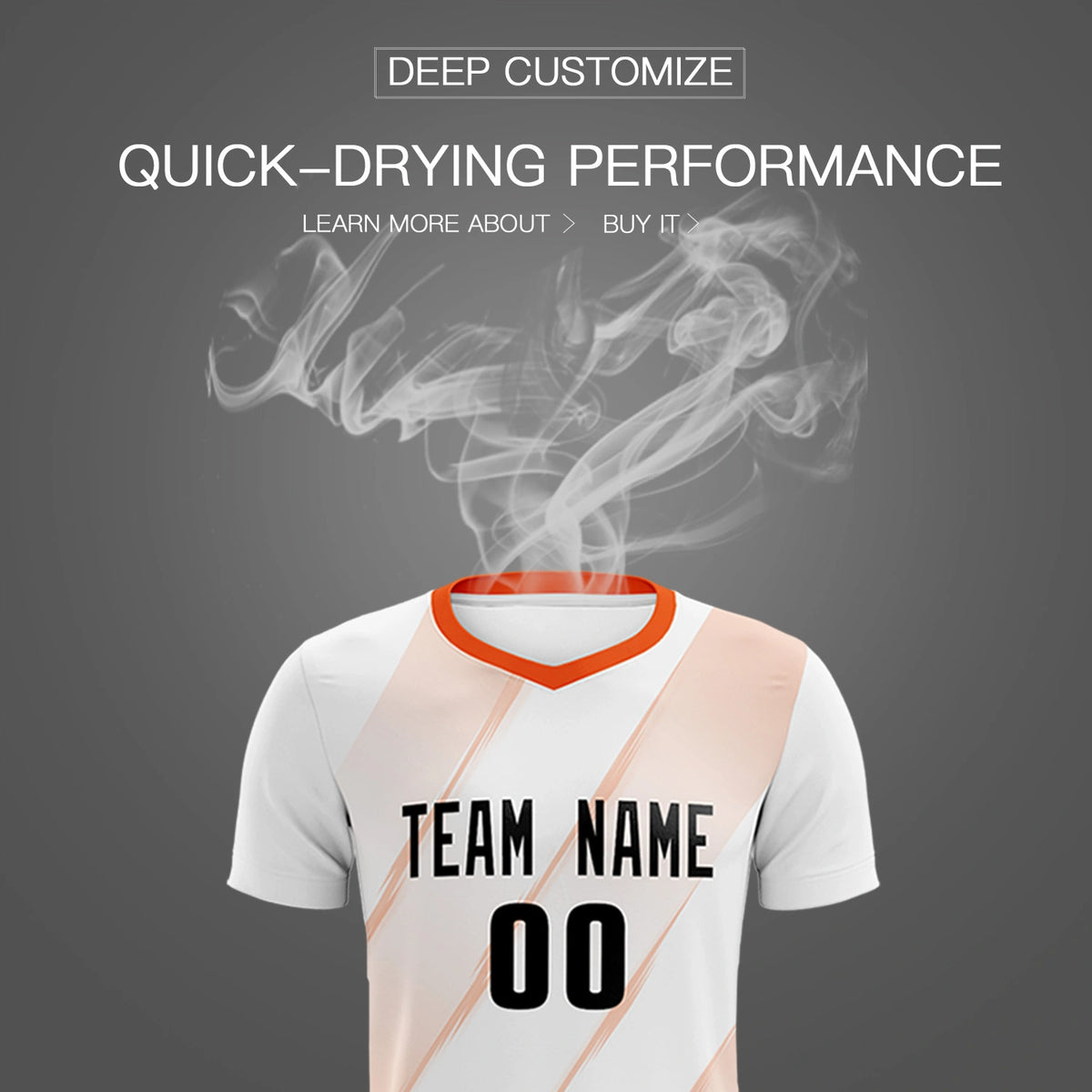 Custom White Orange Printing Sportswear Soccer Sets Jersey
