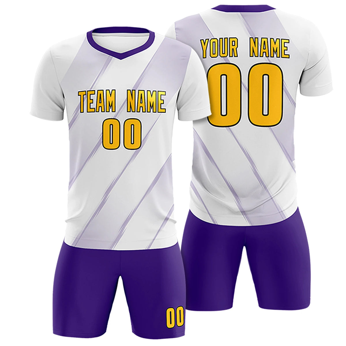 Custom White Purple Printing Sportswear Soccer Sets Jersey