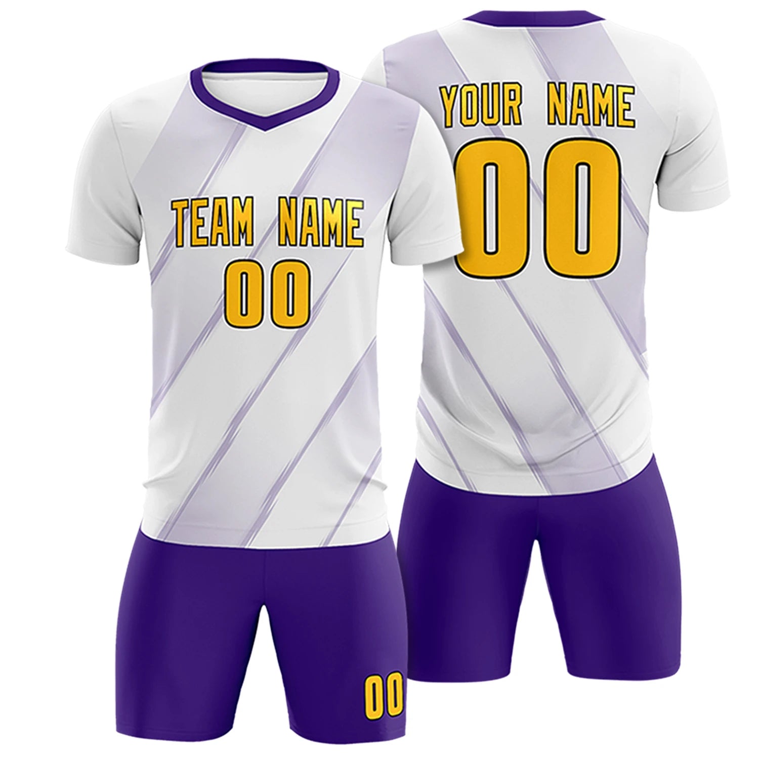 Custom White Purple Printing Sportswear Soccer Sets Jersey