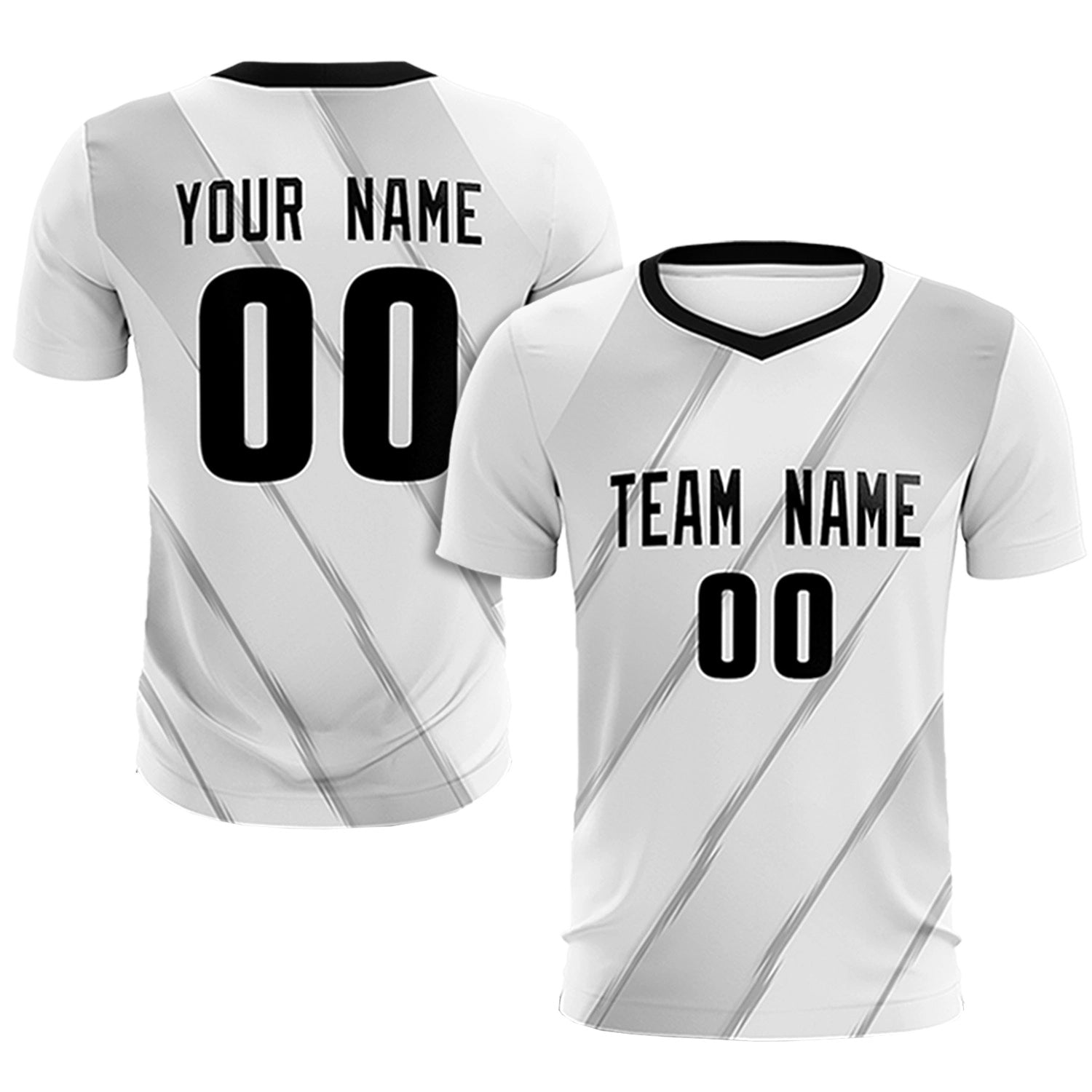 Custom White Black Printing Sportswear Soccer Sets Jersey